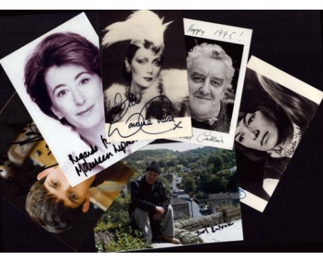 TV/FILM collection 6 assorted signed photos includes Maureen Lipman, Colin Morgan, Bernard Cribbins, Lorraine Chase, Glenda J