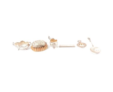 Quantity of Continental silver and white metal items including Dutch silver sifter spoon, J M van Kempen &amp; Zn. Voorschote