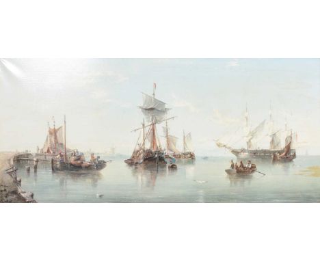 Colour print on canvas,fishing barges,50x110cm.