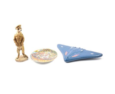 One box of mixed collectable plates, two Natwest Wade pigs, Compare the Meerkat figures etc.Condition report:The NatWest pigs