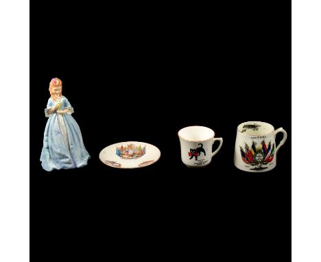 A Chelson China WW1 Victory mug; a British Empire Exhibition Wembley 1924 commemorative cup; a 1922 coronation commemorative 