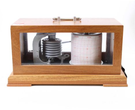 A 20th century table-top barograph, h.17.5cm, w.34cm, d.17cm