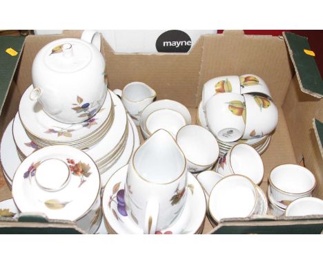 A collection of Royal Worcester tablewares in the Evesham pattern, to include dinner plates, side plates, tea wares etc
