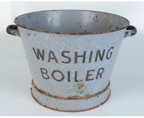 An enamel twin handled 'Washing Boiler', height 28cm, diameter 39cm. 