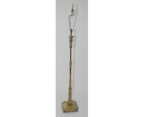A brass standard lamp, early-mid 20th century, height 169cm.