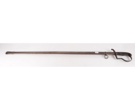 A WWII German sword, the 79cm blade inscribed C.E. for Carl Eickhorn, wire bound ebonised wooden grip, metal guard and scabba