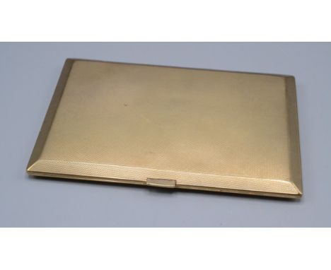 A 9ct gold engine turned cigarette case the inside crested Solus Navigo beneath a galleon and inscribed 'John From Nora 20th 
