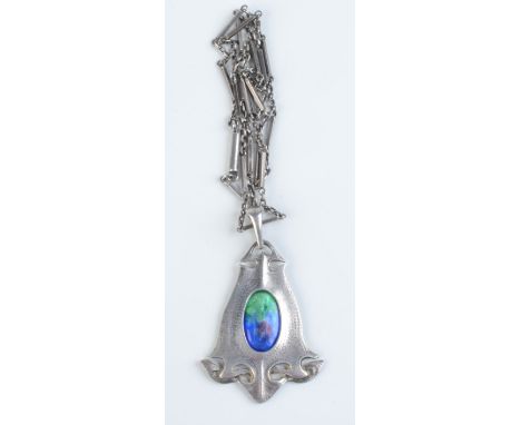 A Merle Bennett enamelled silver pendant.   Condition report:  Enamel has no chips but some very fine hairline cracks in the 