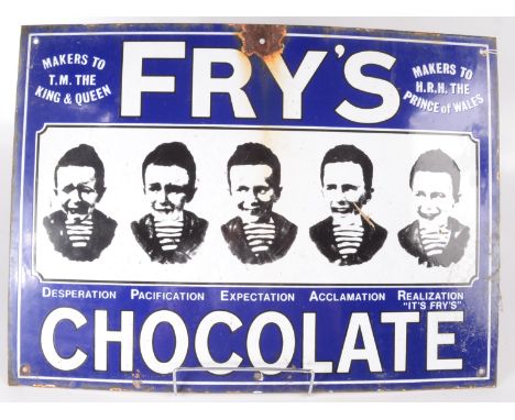 A Fry's Chocolate 'five boys' enamel sign', 37.5 x 51cm.