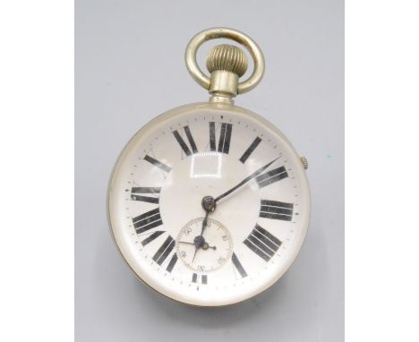 A magnification globe desk clock, the white enamel dial with roman numerals, diameter 6.5cm.   Condition report:  