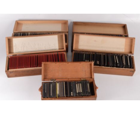 Five boxes of miscellaneous photographic magic lantern slides, including world images. 