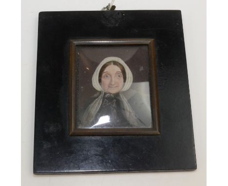 An early Victorian miniature portrait of a mature lady.