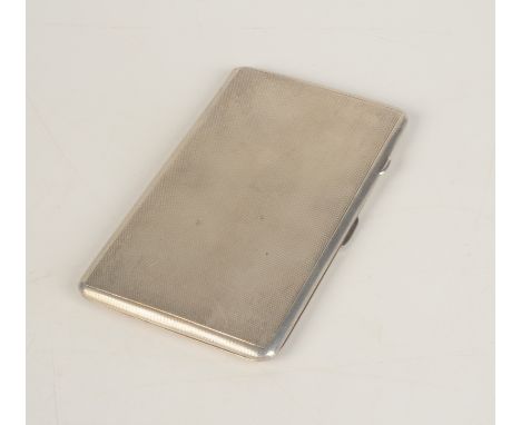 An engine turned silver cigarette case retailed by Dunhill sponsors mark F.F. inscribed and dated 1946. 6.7oz.