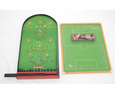 A bagatelle Pin Football game, made by Kay, England, 74 x 37.5cm, together with a football game entitled 'Super Soccer'.