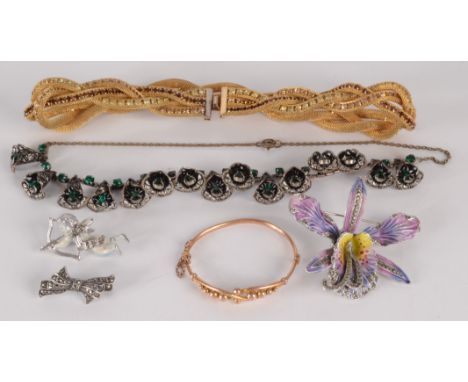 A child's 9ct gold bangle, 4.1g, together with a little costume jewellery. 