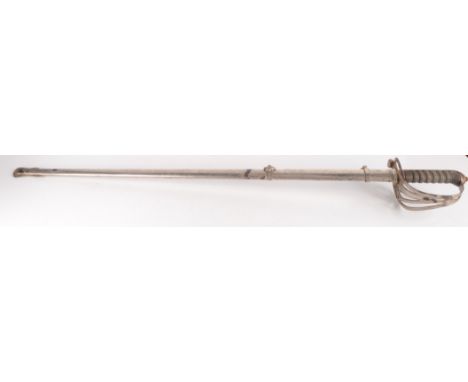 A George V Rifles officer's sword, by Flight of Winchester No.4552, the 82cm blade with royal cypher, wire bound black shagre