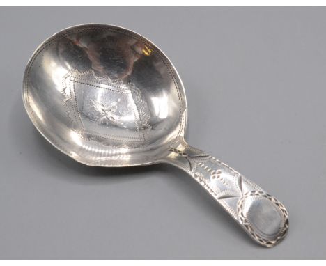 A George III bright cut caddy spoon London 1796.