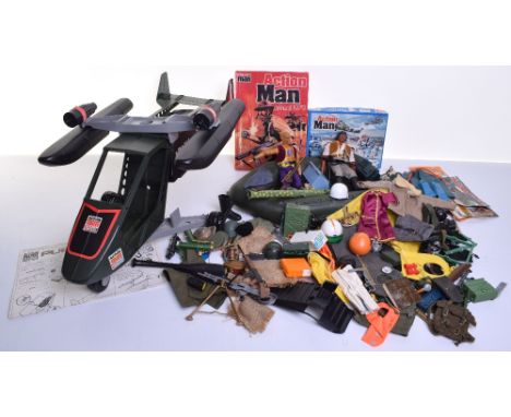 Quantity of Palitoy Action Man items, Pursuit Craft,with leaflet, Assault craft, quantity of clothes and accessories,1979 ann