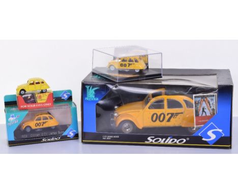 Solido James Bond 8051 Citroen 2CV from the film ‘For Your Eyes Only’ yellow body in mint condition, with a good display box,