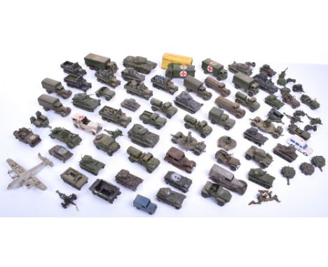 Quantity of Dinky Toy Military Models,pre and post war, including,151a Medium Tank, 151b 6-wheel covered wagon, 151c cooker t