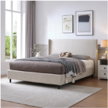 Brand New Freya Beige Doublesize Upholstered Bed RRP £549. The Freya Beige Double Size Upholstered