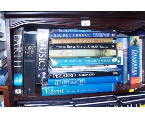 Reference books, including Egypt, World of The Pharaohs, Crossword dictionary, etc, (1 shelf).