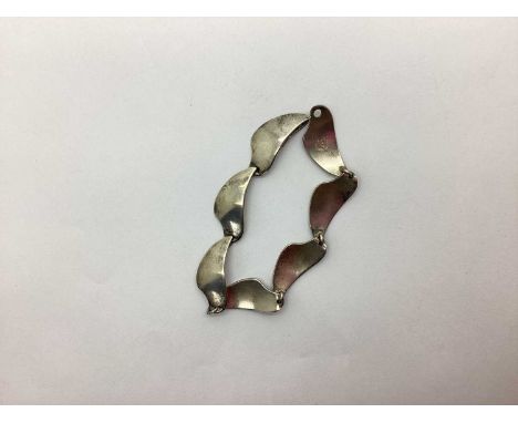 Aarre &amp; Krogh; A Mid Century Danish Bracelet, in a Modernist panel design, stamped "A&amp;K Sterling Denmark" (total weig