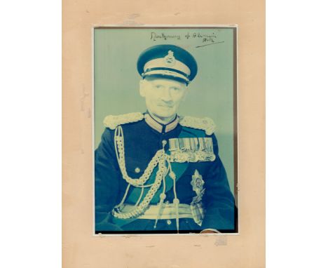 Field Marshall Montgomery of Alamein F.M signed 16x12 inch approx mounted colour photo. Hand signed in black fountain pen. WW
