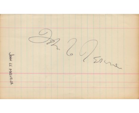 John Le Mesurier signed lined page. Was an English actor. He is probably best remembered for his comedic role as Sergeant Art