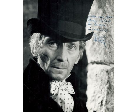 Peter Cushing signed 10x8 inch vintage black and white photo picturing Cushing as the Baron Frankenstein in the 1974 Hammer F