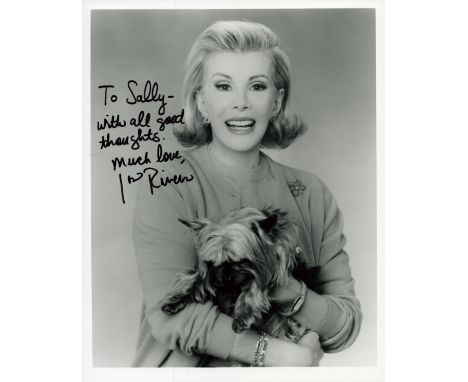 Joan Rivers signed 10x8 inch vintage photo dedicated. Good condition. All autographs come with a Certificate of Authenticity.