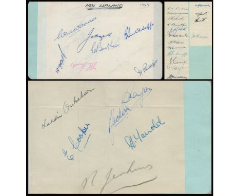 Cricket New Zealand 1949 tour to England multi signed 6x4 inch overall autograph page 14 vintage signatures include Walter Ha