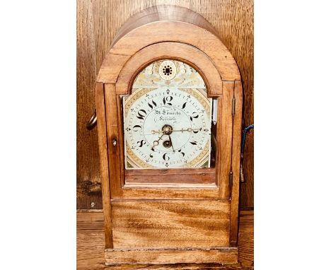 An early Victorian mahogany cased mantle clock by Benjamin Edwards Knowle, circa 1840, arch shaped, 6.25inch painted dial, Ar