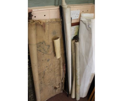 Roller and other maps to include Scarboroughs map of Yorkshire, British Rail line maps, Greenwoods Wales (distressed) etc plu