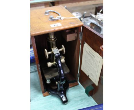A cased W R Prior London microscope, No.7213
