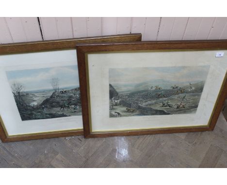 T Mclean pair of hare hunting prints plus four Herrings fox hunting prints