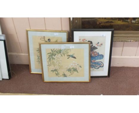 Three Japanese bird, floral and figure prints