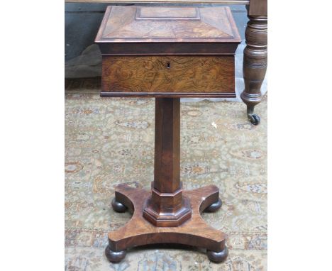 GOOD QUALITY ANTIQUE ROSEWOOD SECTIONAL FITTED TEA CADDY ON RAISED SUPPORTS 