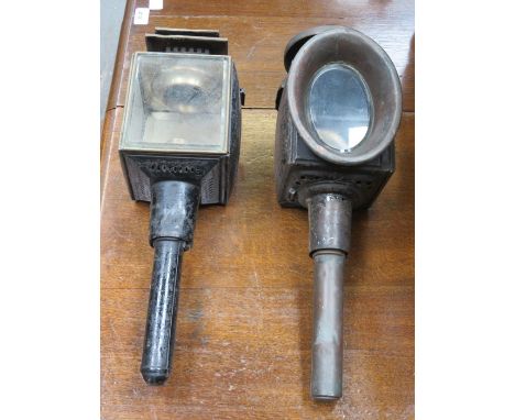 TWO SIMILAR VINTAGE COACH LAMPS 