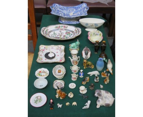MIXED LOT OF VARIOUS CERAMIC INCLUDING ROYAL DOULTON, ROYAL COPENHAGEN, COALPORT AND COPELAND SPODE, ETC. 