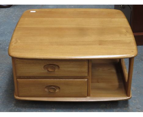 ERCOL LIGHT OAK TWO DRAWER COFFEE TABLE 