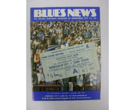 BIRMINGHAM CITY, 1976/1977, a football programme and ticket from the fixture versus Leeds United [FA Cup], played on 29/01/19