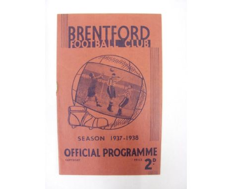 ARSENAL, 1937/1938, Brentford versus Arsenal, a football programme from the fixture played on 18/04/1938 (removed rusty stapl