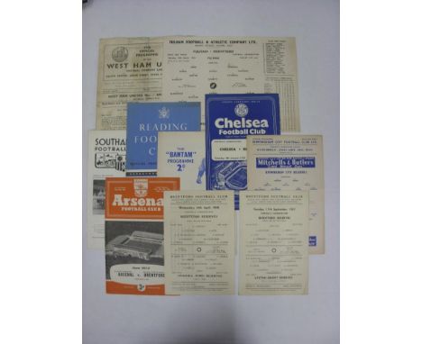 BRENTFORD RESERVES, 1957/1958, 10 football programmes from the season, Homes (2) Leyton Orient, Swansea Town, Away's (8) Arse