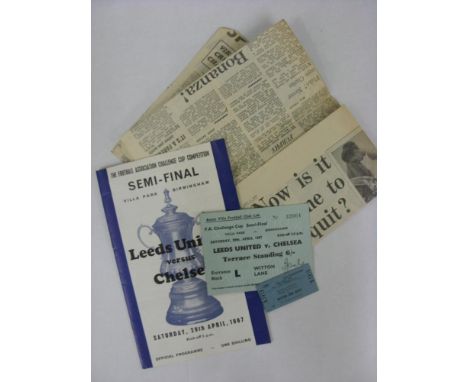 FA CUP SEMI-FINAL, 1966/1967, a football programme, match ticket, and train ticket [states Semi-Final on it], for the fixture