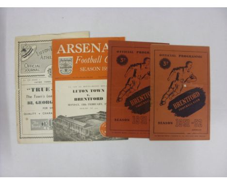 BRENTFORD IN THE FA CUP, 1951/1952, 4 football programmes from the season, Homes (2) Queens Park Rangers, Luton Town, Away's 