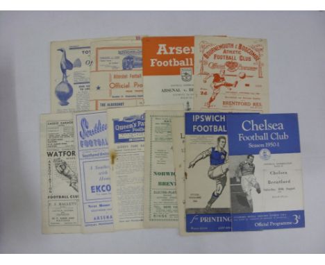 BRENTFORD RESERVES, 1950/1951, 11 football programmes from the season, Aldershot, Arsenal [Cup], Bournemouth, Chelsea, Ipswic