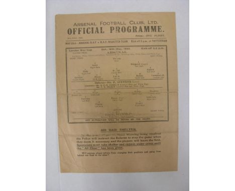 LONDON WAR CUP SEMI-FINAL REPLAY, 1941/1942, Arsenal versus Brentford, a football programme from the fixture played at Totten