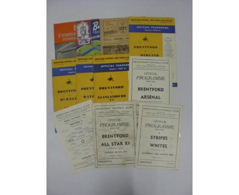 BRENTFORD SPECIALS, 1960/1961, 11 football programmes from the season, Homes (8) Stripes v Whites [Trial], All-Star XI [Kenny