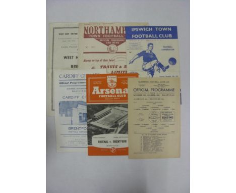 BRENTFORD RESERVES, 1955/1956, 6 football programmes from the season, all away issues, 10/12/1955 Aldershot, 26/12/1955 Arsen